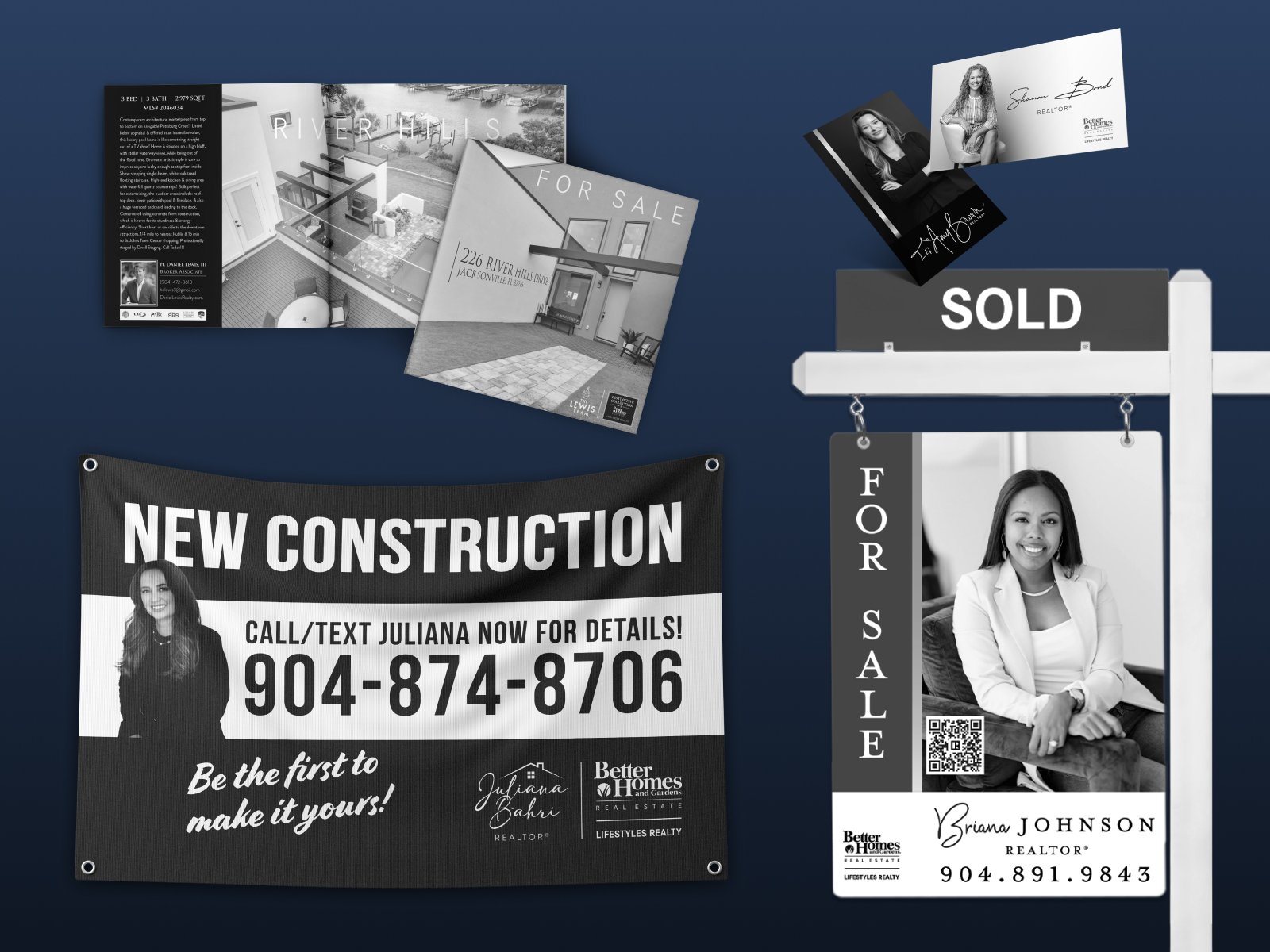 Print and signage collateral flat lay